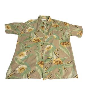 Vintage Enro Silk Floral‎ Hawaiian Men's Shirt Size L Short Sleeve